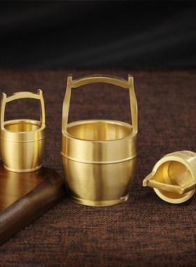 一桶金摆件黄铜器小水桶工艺礼品创意复古新款