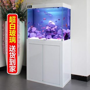 浚澜小型鱼缸客厅家用水族箱懒人免换水超白玻璃缸下过滤底滤隔断
