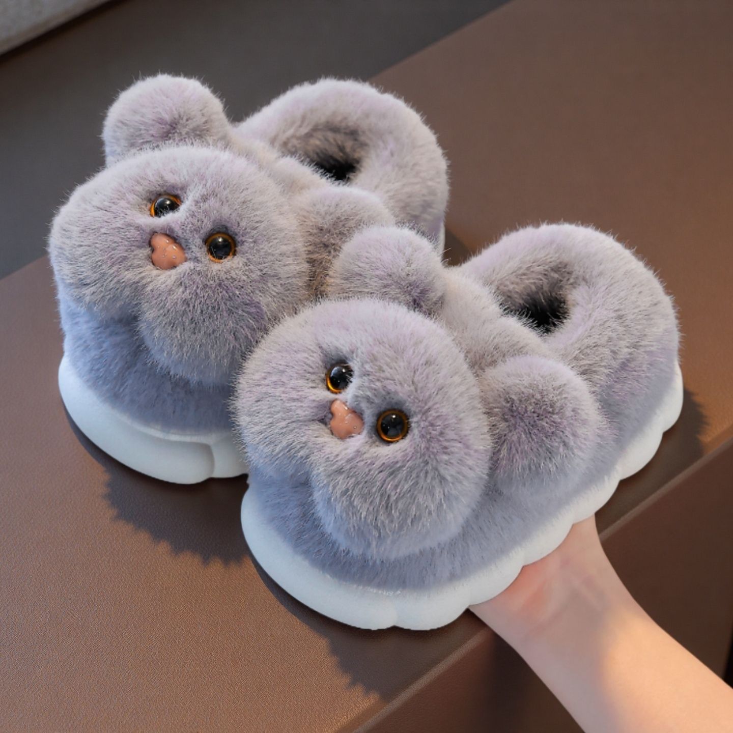 冬季男童加绒防滑软底棉拖鞋