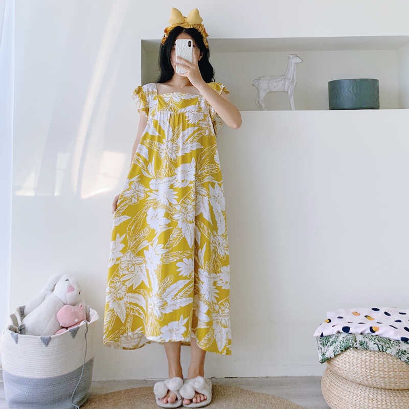 公主风小飞袖绵绸睡裙夏季加大码背心吊带孕妇N胖MM200斤睡衣裙子