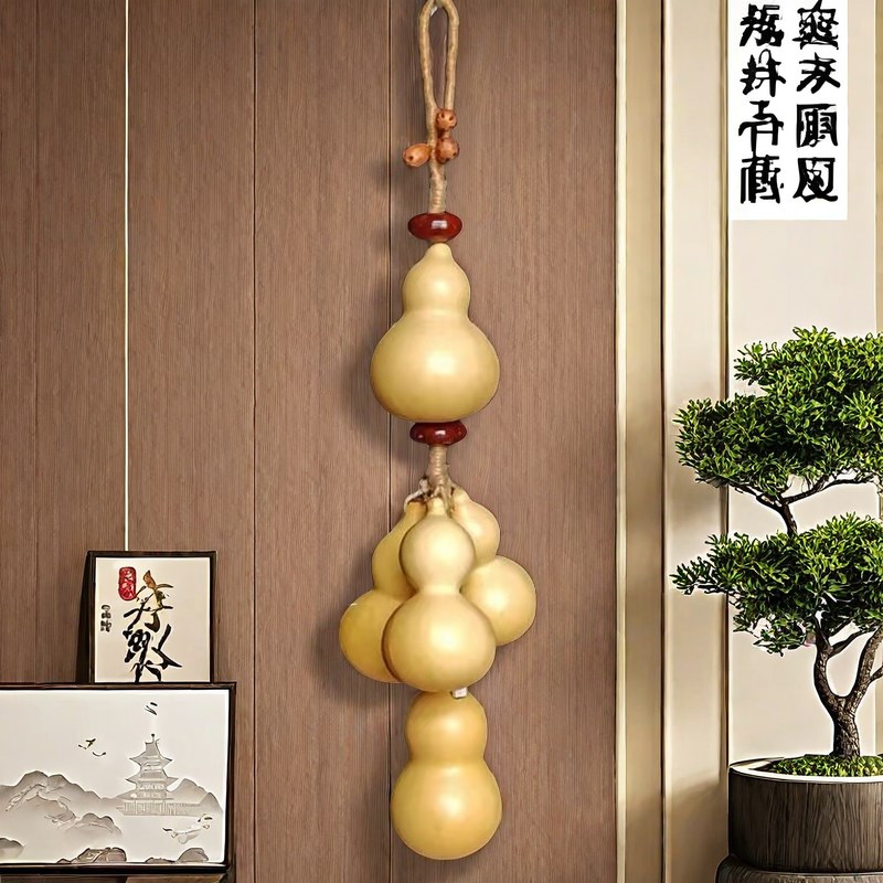 五福临门葫芦挂件门对门天然大葫芦客厅入户O门口装饰招财福禄挂