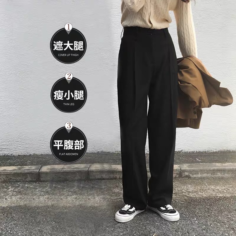 200斤大码女装胖mmm灰色阔腿裤垂感宽松显瘦拖地裤休闲西裤直筒裤