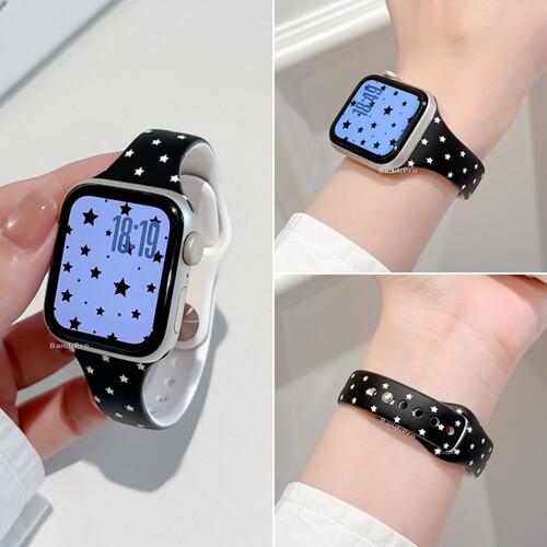 适用iwatch细款星星波点硅胶表带