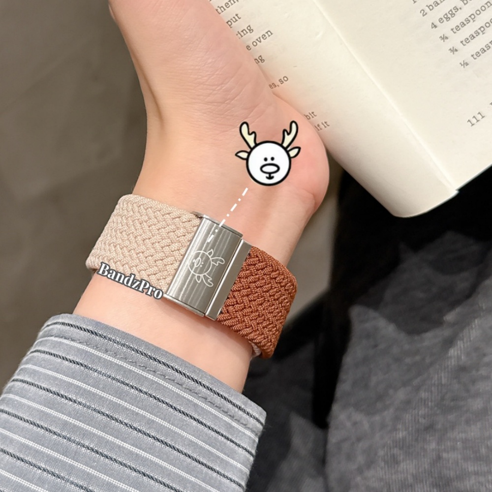 适用iwatch圣诞麋鹿尼龙编织表带