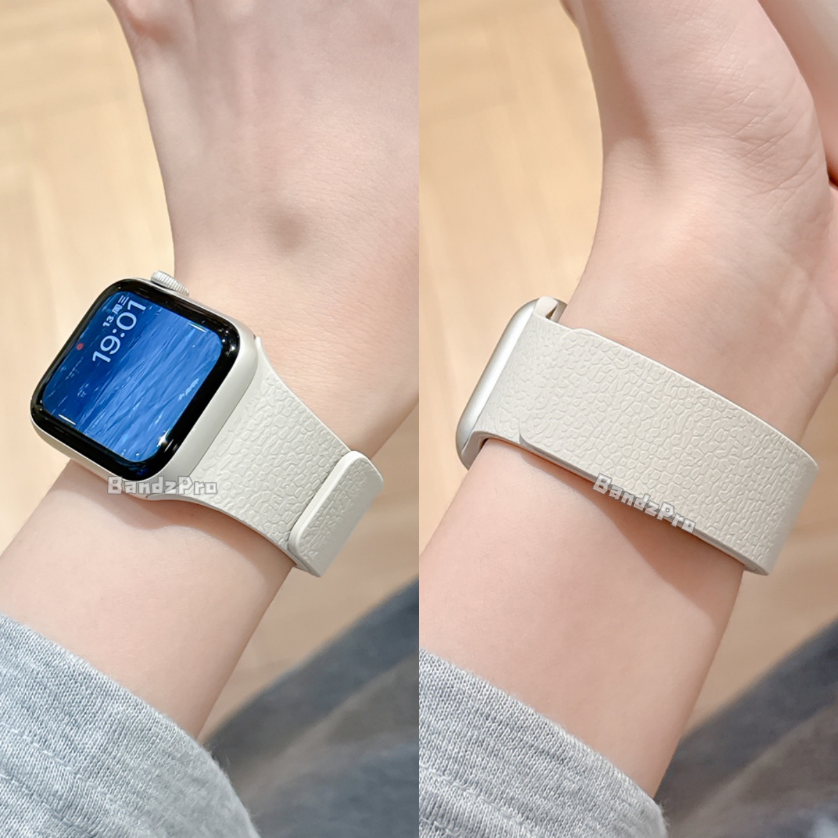 适用iwatch简约高级皮纹磁吸表带