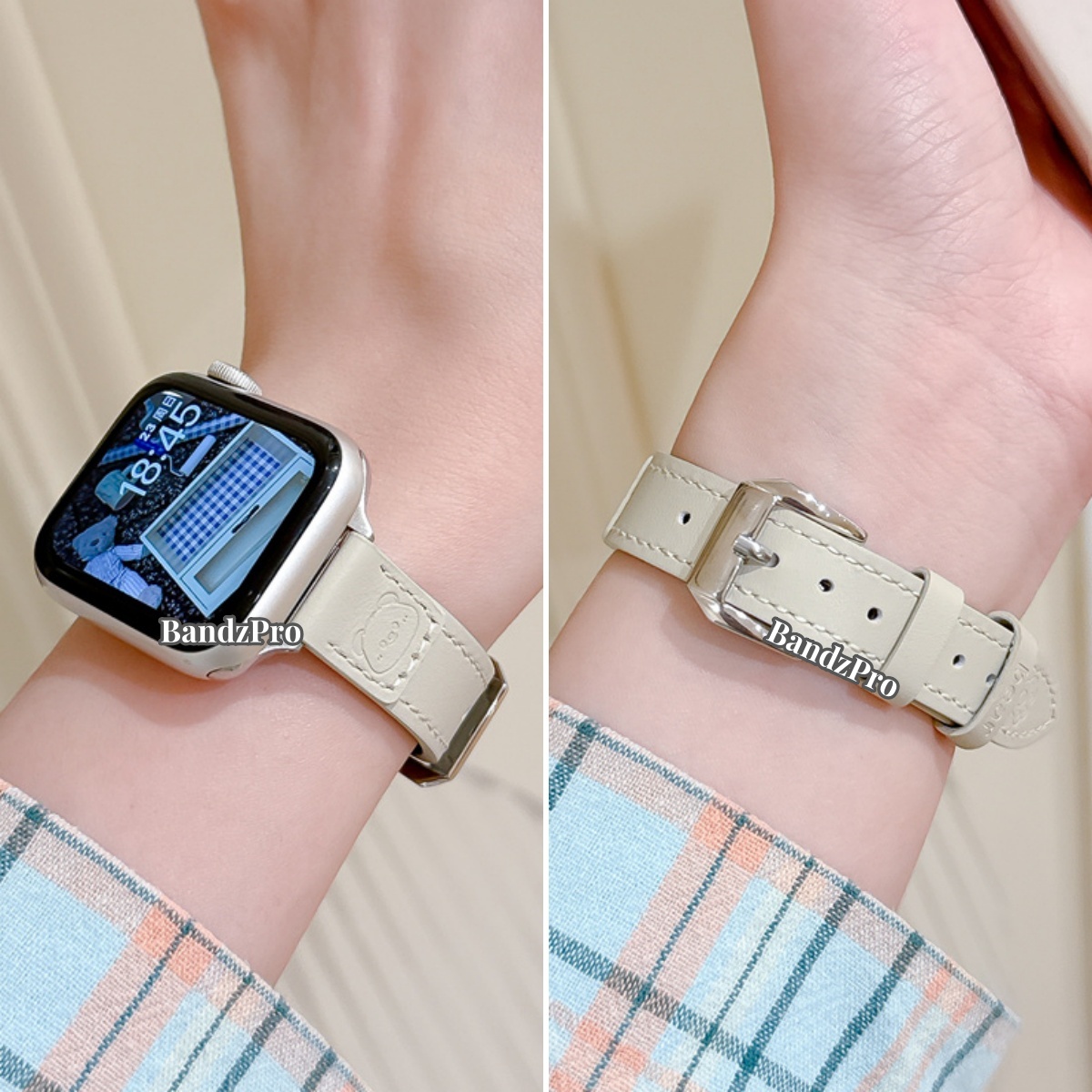 适用iwatch细款真皮可爱小熊表带