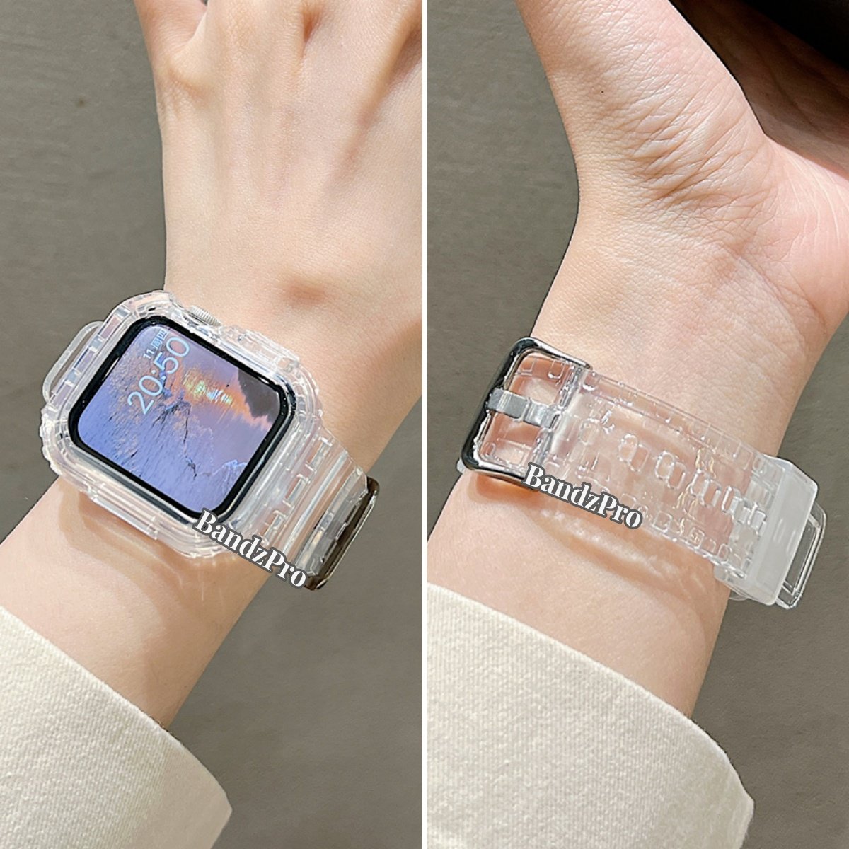 适用iwatch冰川透明一体式表带图片