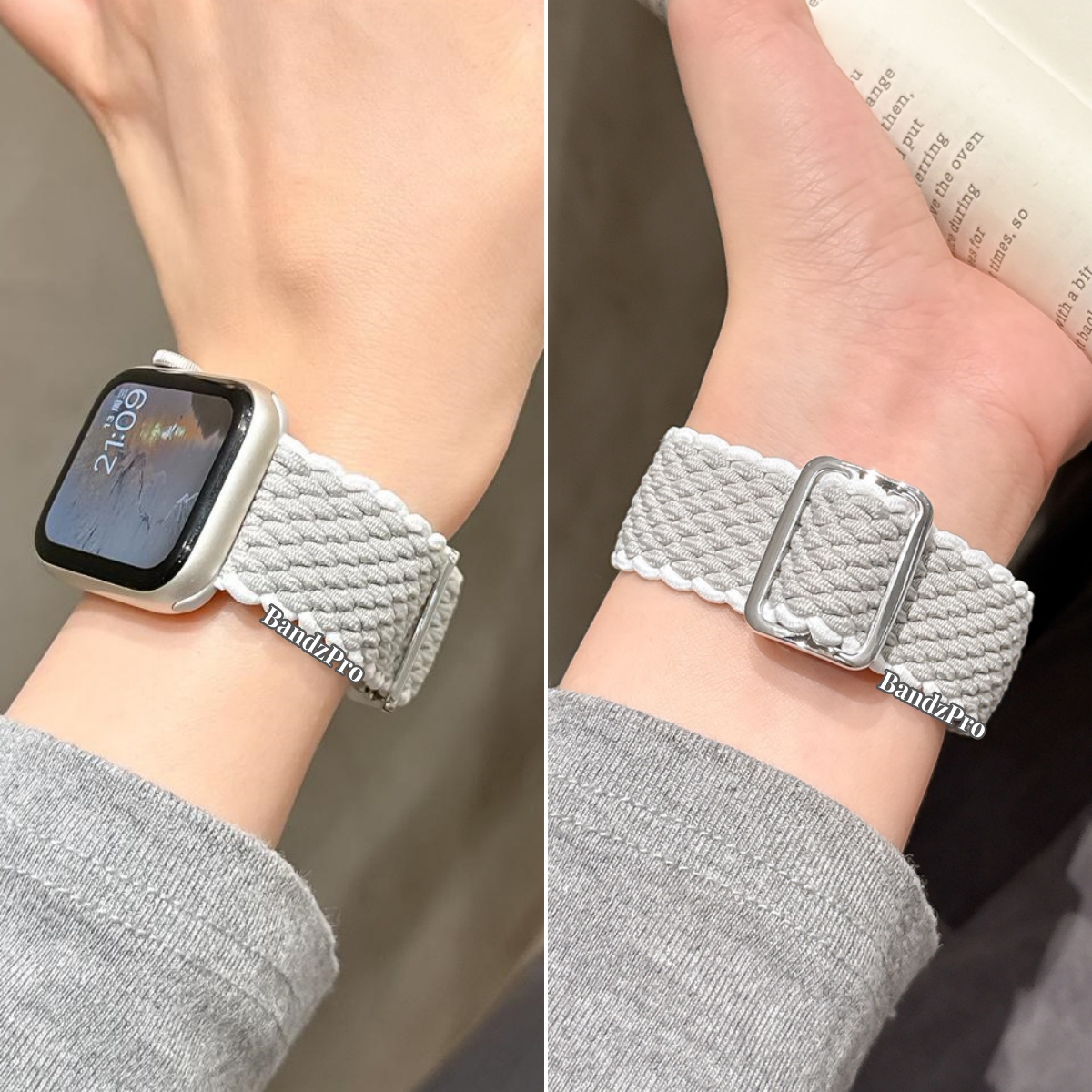 适用iWatch百搭灰色尼龙编织表带