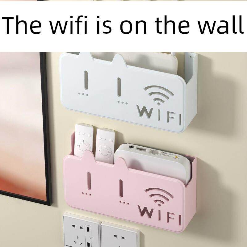 无线wifi电视机顶盒路由器置物架免打孔收纳盒子壁挂式装饰遮挡箱