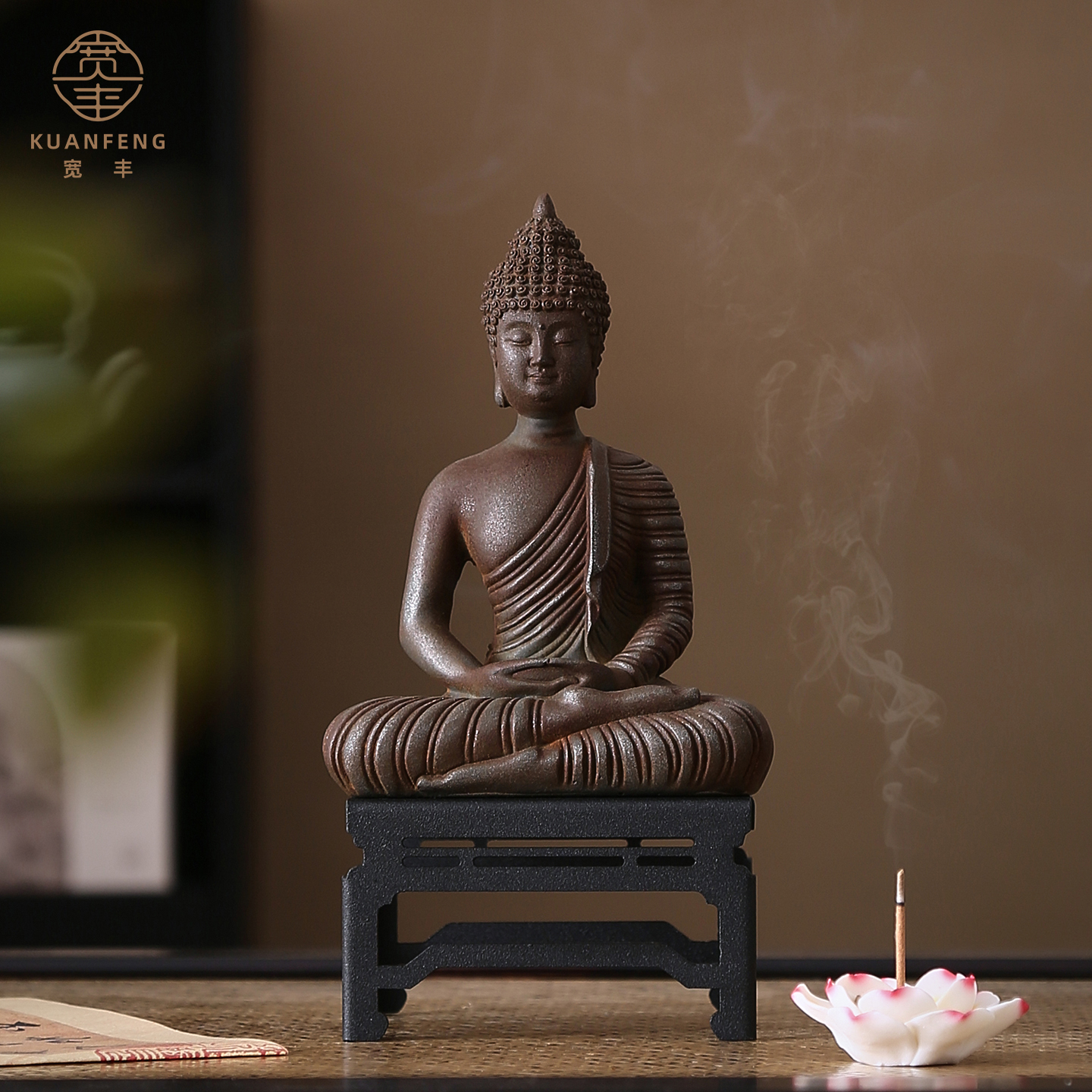 禅意如来佛像摆件铁艺客厅书房桌面铁锈释迦摩尼佛头装饰镇纸摆设