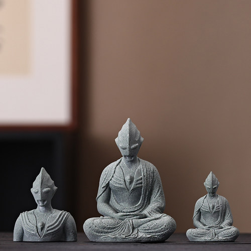 仿真石雕鱼缸造景装饰摆件奥特曼