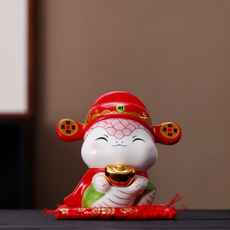 宽丰陶瓷蛇年招财客厅存钱罐摆件