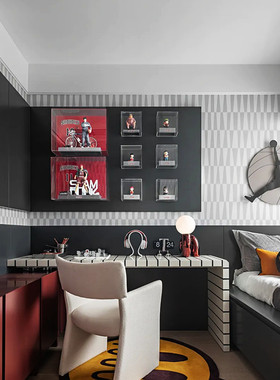 简约现代样板间儿童房摆件运动风篮球主题男孩房桌面耳机软装饰品