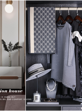 极简约轻奢样板房衣帽间全