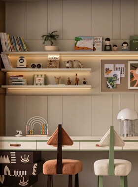简约样板间儿童房书桌面摆