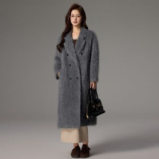 托秋拉绒羊毛羊绒大衣女加长款2025秋冬新款重磅高端拉毛宽松外套