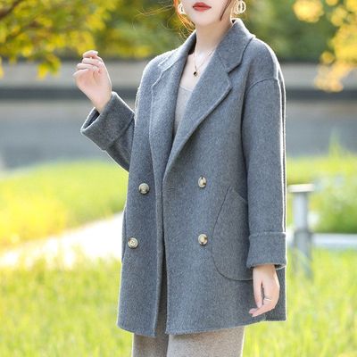 100高支澳洲羊毛呢子外套女短款