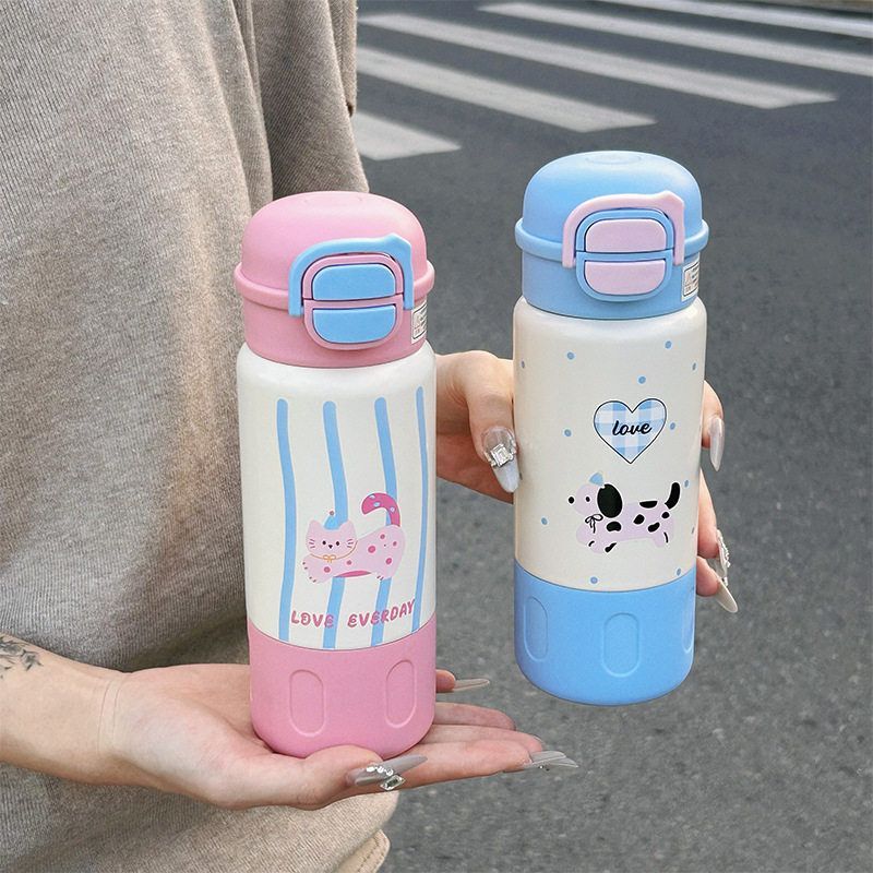 儿童保温杯316不锈钢双饮吸管男