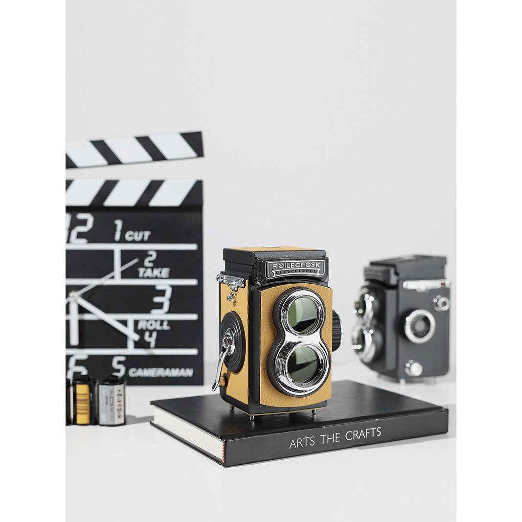 5ZV75ZV7现代复古双反相机摆件摄影拍照道具模型样板间书房书