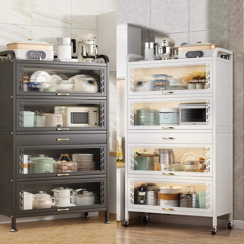 厨房用品置物架家用落地带门防老鼠多功能厨房用品收纳柜