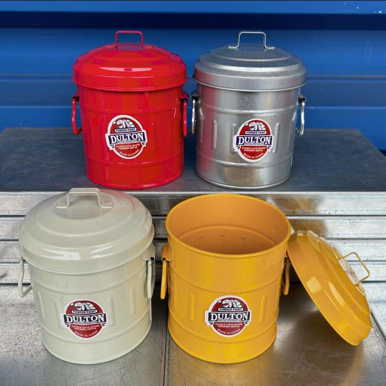 Dulton垃圾桶金属彩色收纳桶 迷你桌面垃圾桶 笔筒杂物桶棉签收纳