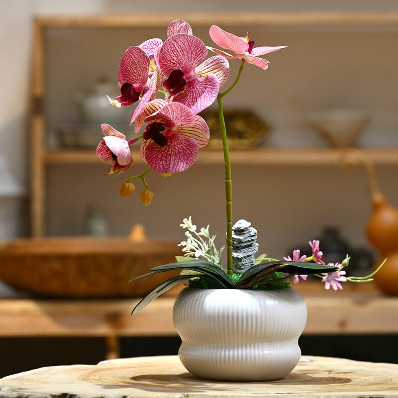 蝴蝶兰假花仿真花客厅摆设餐桌花摆花小盆栽室内高档花艺摆件装饰