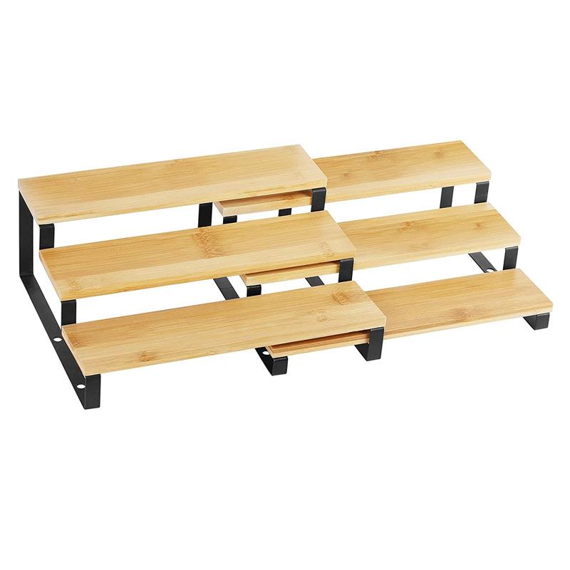 家用木质置物架桌面式调料收纳架多层储物架可伸缩式整理架