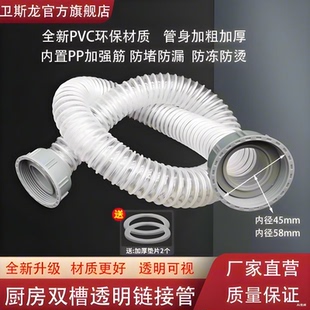 厨房双头水槽下水管菜盆洗碗池双螺口排水管连接软管加长延长配件
