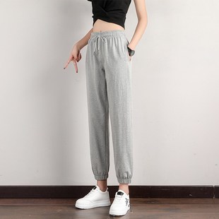 休闲裤 灰色运动裤 2020x新款 女夏季 子防蚊显瘦宽松束脚灯笼卫 薄款