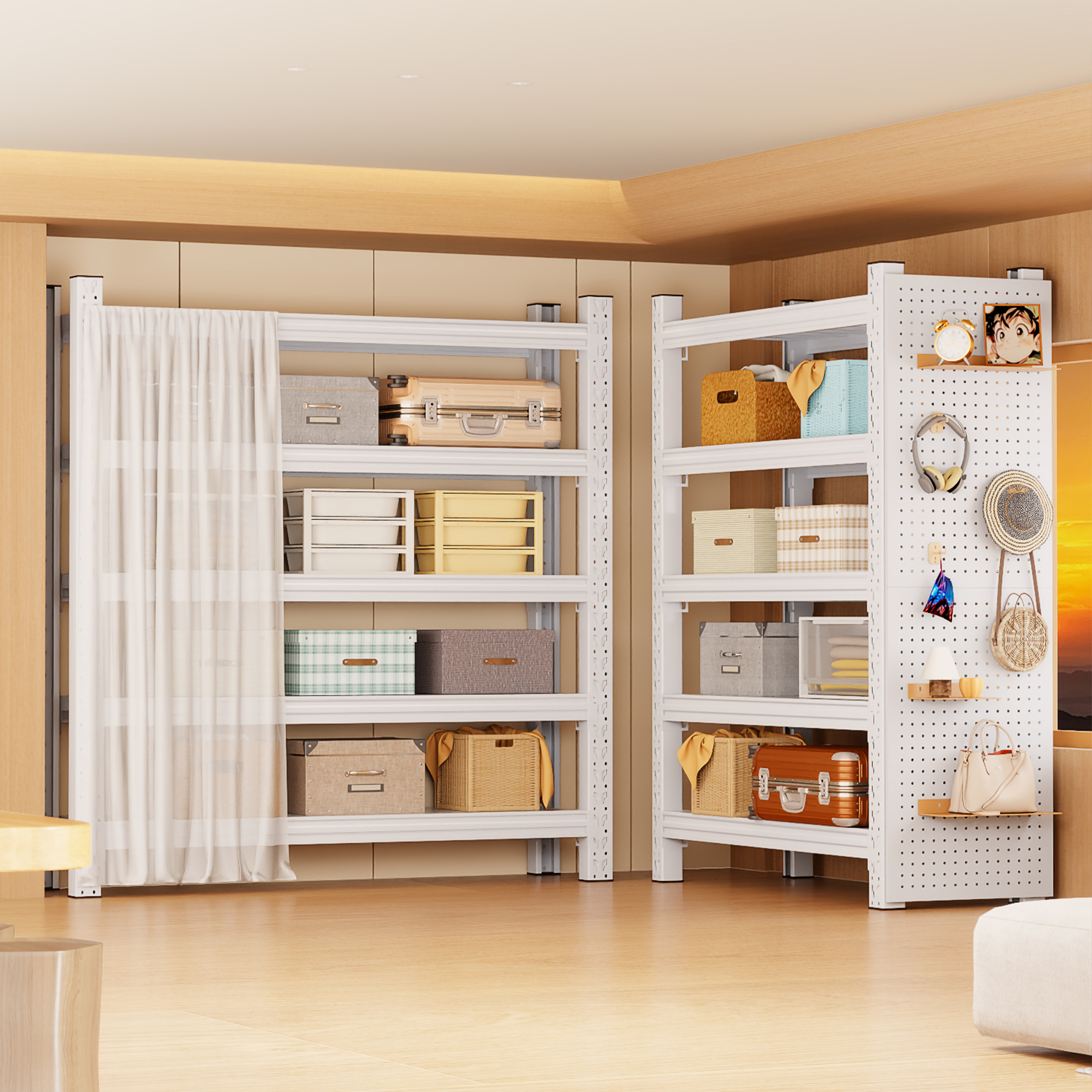 无脑入搭配洞洞板防尘帘家用货架