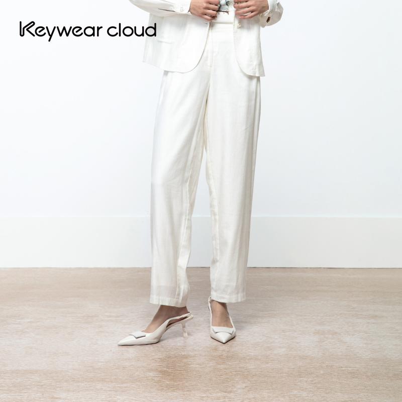 Keywear极简慵懒感高腰直筒裤