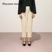 哈伦裤 秋季 女装 Keywearcloud奇威高腰半松紧小直筒裤 通勤休闲裤