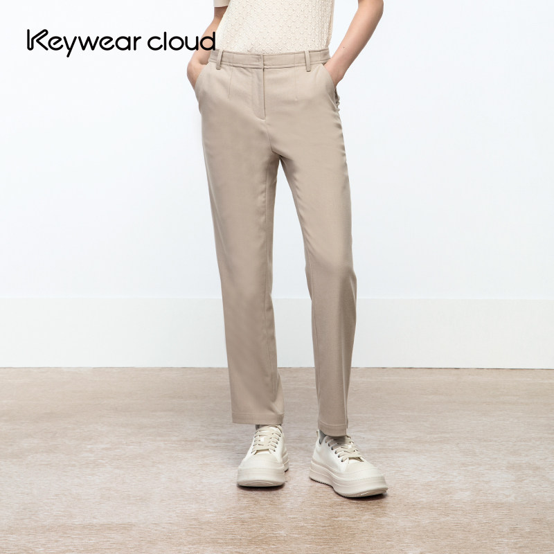 Keywearcloud奇威2025夏季透气直筒裤长裤女垂感利落纯色休闲裤,女装/女士精品,休闲裤,淘宝优惠券,粉丝福利购,淘宝优惠卷