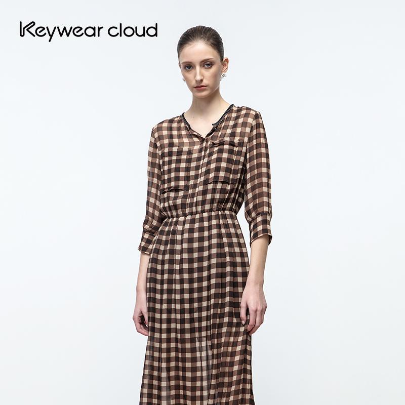 Keywearcloud奇威格子连衣裙