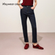 Keywearcloud奇威日常出街吸睛撞色压线舒适不紧绷窄脚牛仔九分裤