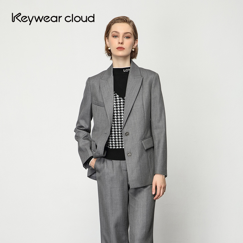【设计总监然姐】Keywearcloud奇威女装秋冬长袖百搭收腰西装外套