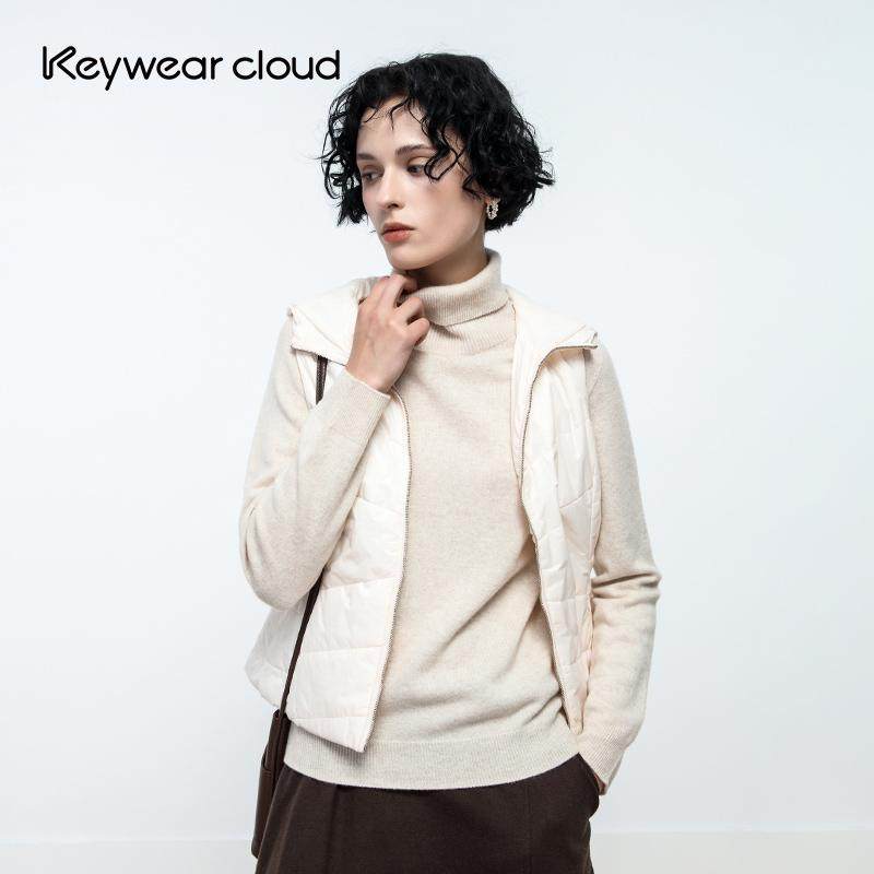 Keywearcloud奇威2025秋季新款柔暖防风背心棉服女白色连帽外套,女装/女士精品,马夹,淘宝优惠券,粉丝福利购,淘宝优惠卷