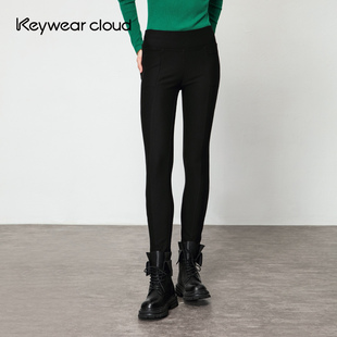 小脚裤 Keywearcloud奇威秋冬保暖加绒黑色修身 贴腿裤