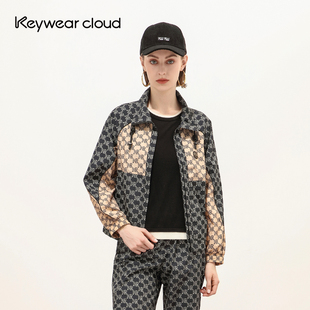 开衫 Keywearcloud奇威秋季 长袖 街头风外套女款 撞色字母印花时尚