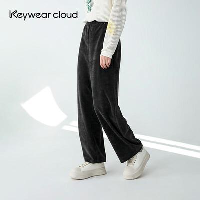 Keywearcloud奇威2025秋季新品长裤女都市感宽松显瘦松紧腰休闲裤