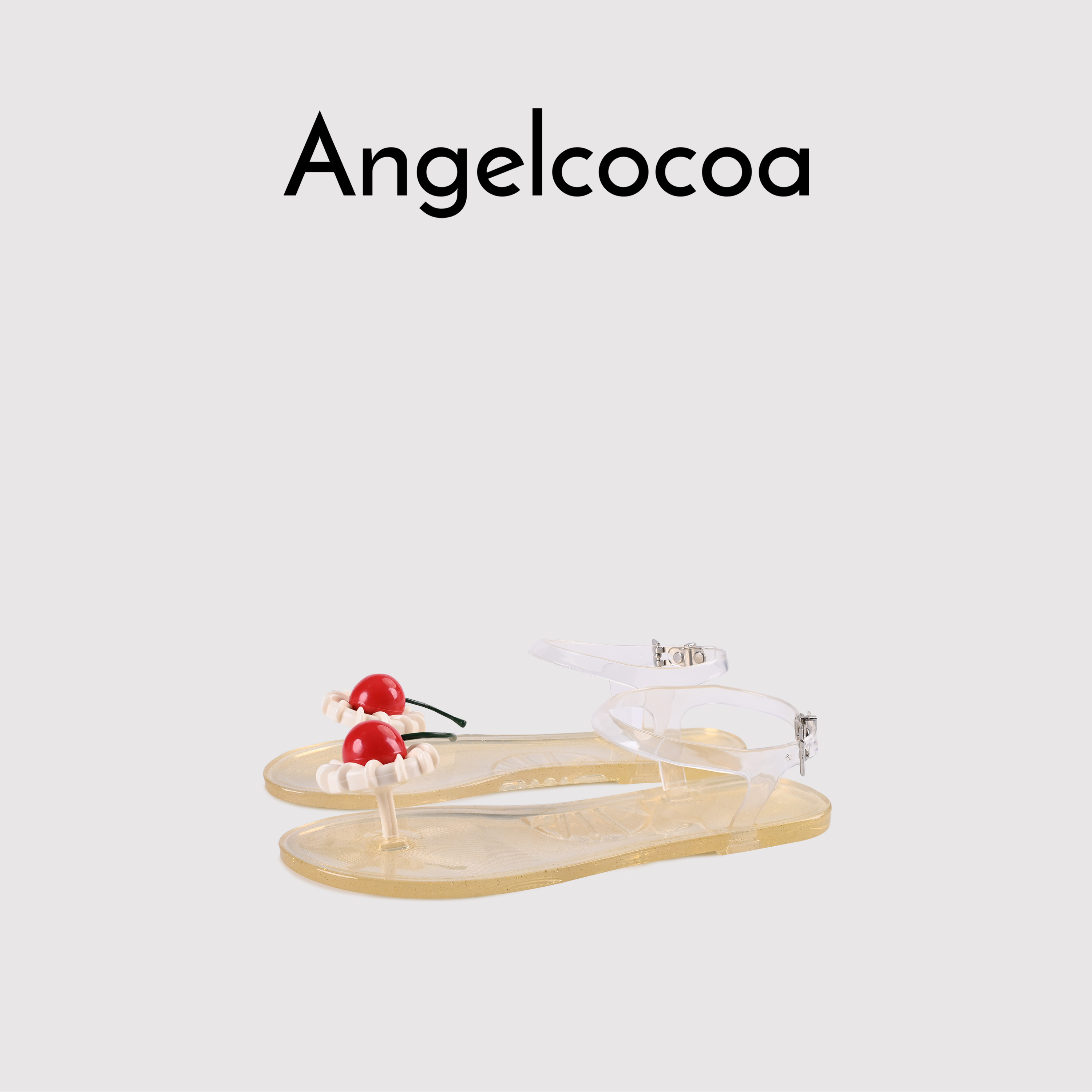 日本Angelcocoa樱桃味新款平底夹趾平跟时尚简约户外休闲果冻鞋,女鞋,休闲凉鞋,淘宝优惠券,粉丝福利购,淘宝优惠卷