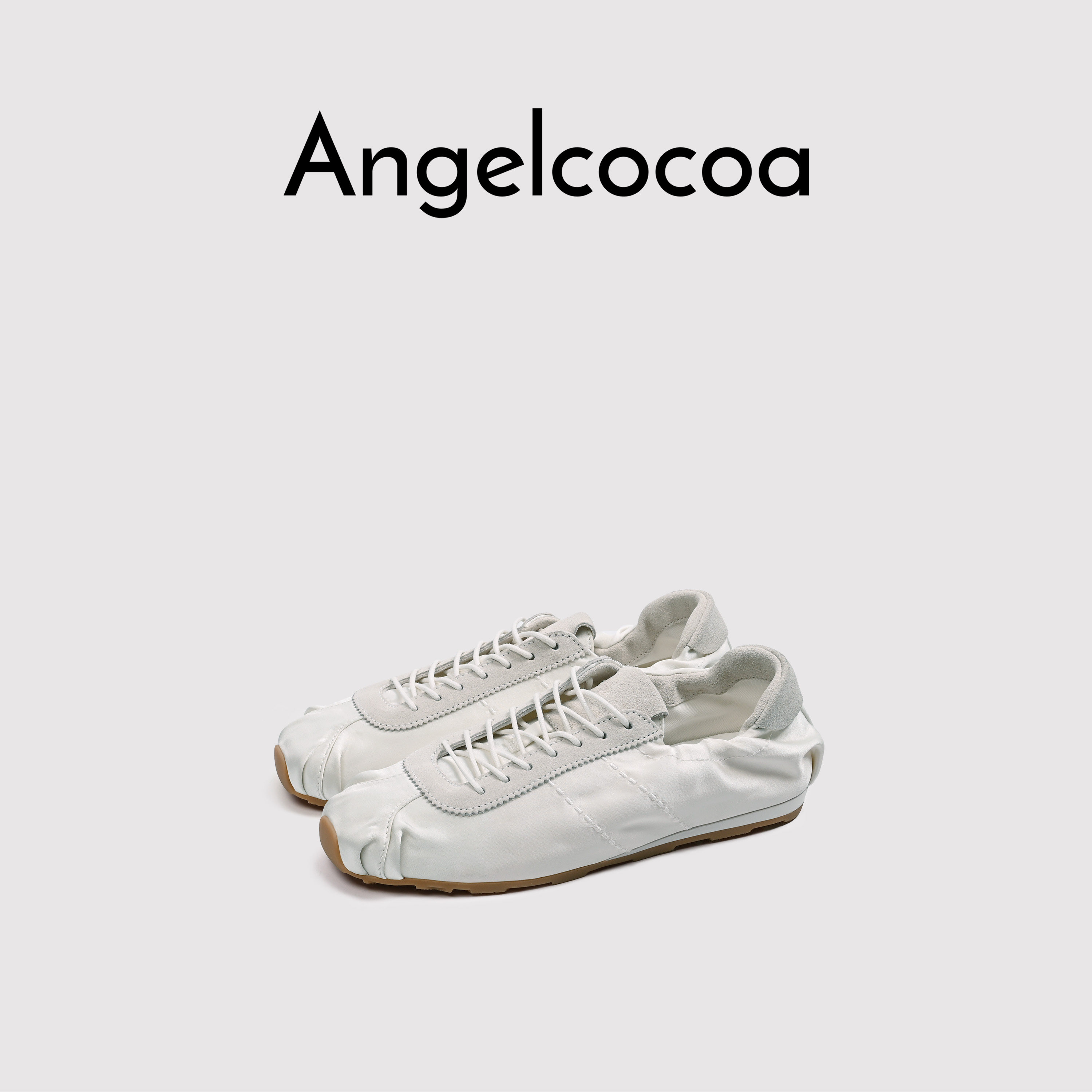 日本Angelcocoa反毛皮拼接德训女鞋休闲系带阿甘鞋运动鞋女单鞋