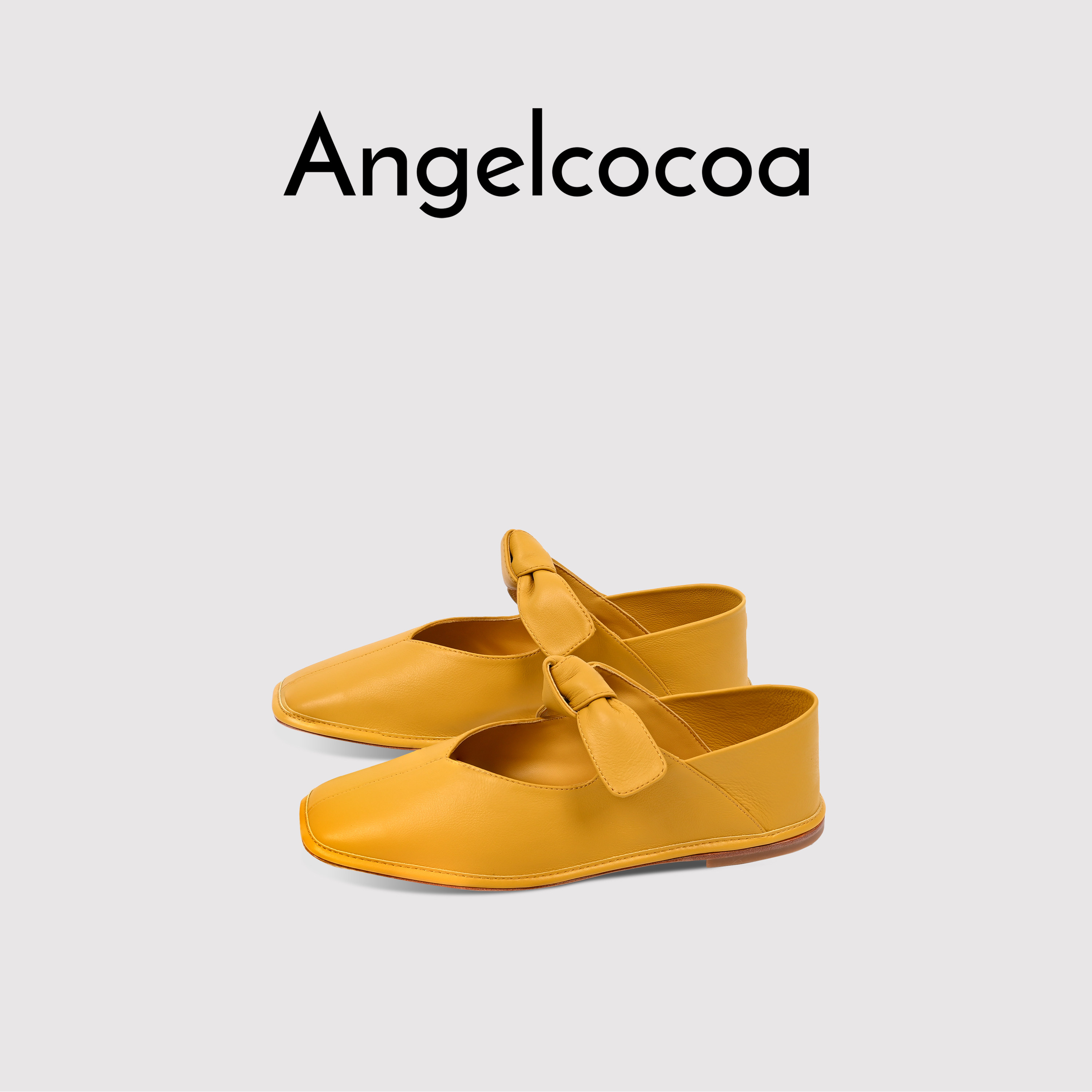 日本Angelcocoa羊皮蝴蝶结平底法式复古玛丽珍奶奶鞋柔软单鞋