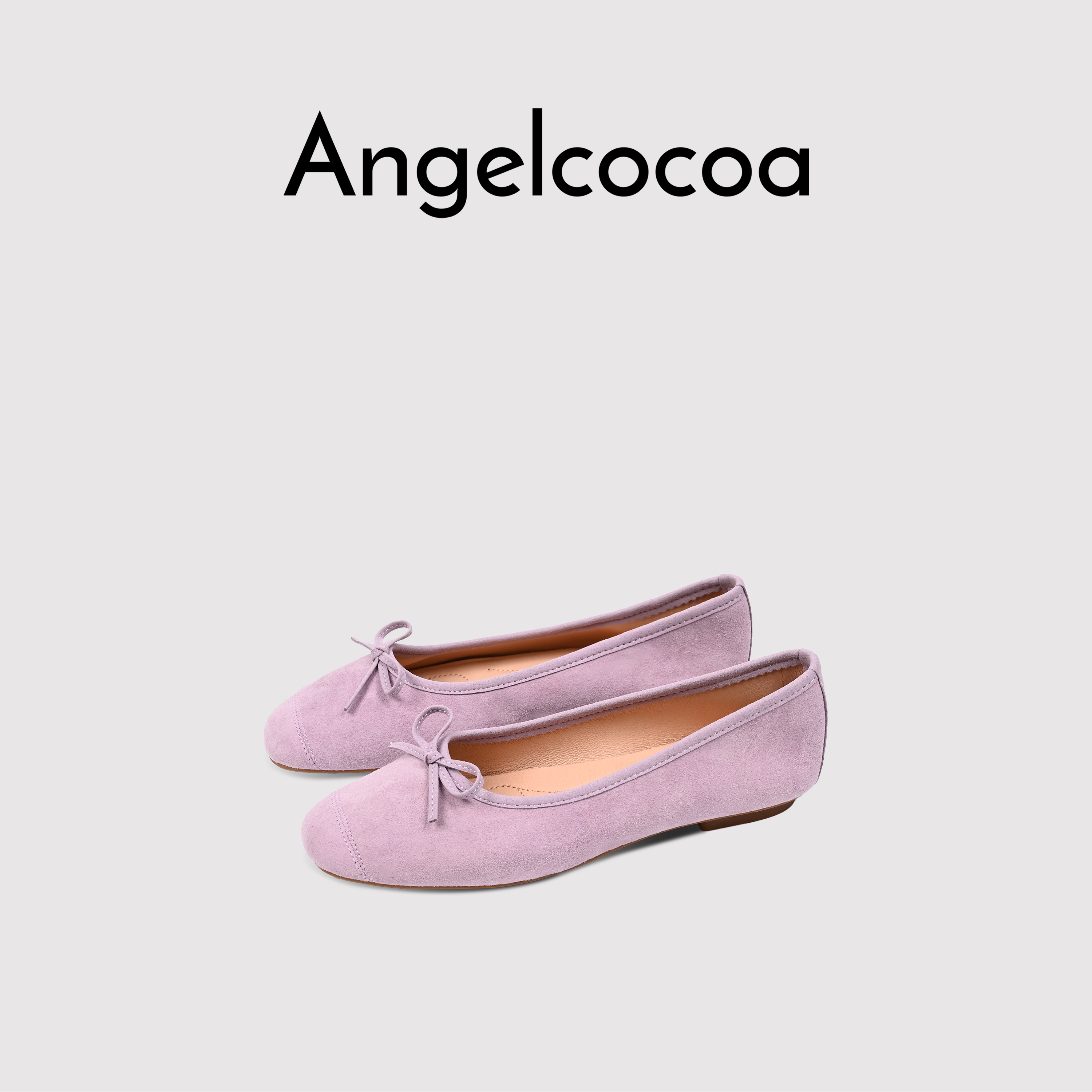 日本Angelcocoa羊反绒紫色单鞋