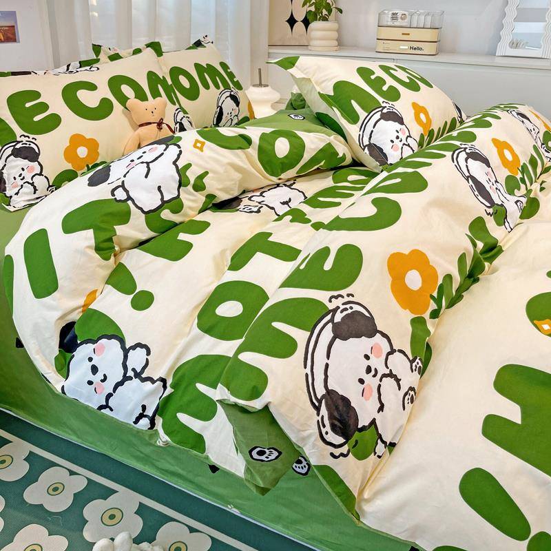 卡通四件套全棉定制100%纯棉榻榻米床单被罩儿童单人三件套上下铺