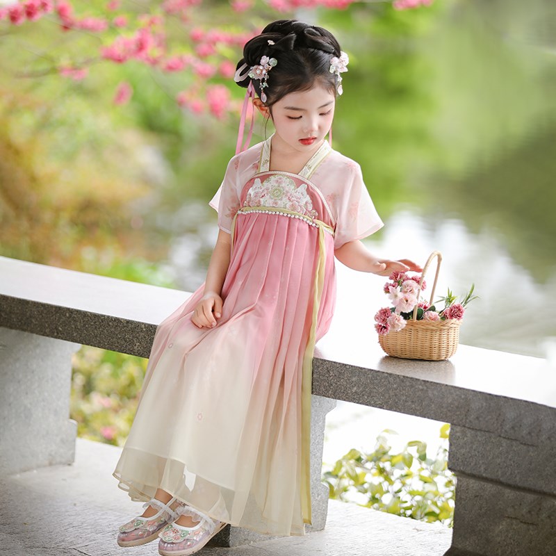 汉服女童夏季2025新款儿童古风高端超仙国风连衣裙女孩襦裙表演服