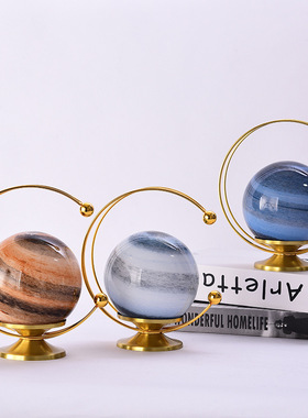 后现代玻璃家居工艺品样板房书房售楼部圆球创意流浪地球摆件