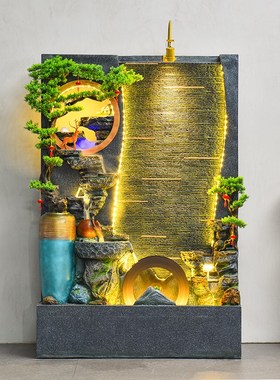 水幕墙流水屏风假山喷泉客厅循环水招财风水轮办公室鱼池景观摆件