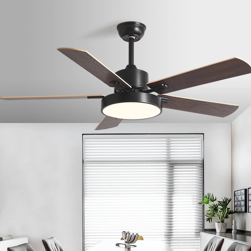 客厅吊扇大风力简约现代木叶电风扇吊灯北欧吊扇灯餐厅家用风扇灯