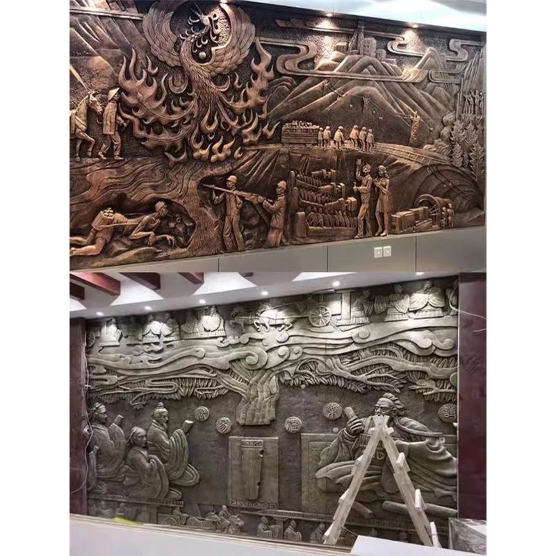 锻铜浮雕装饰f画背景墙铜浮雕客厅玄关挂画铜版画圆形铜浮雕定制图片